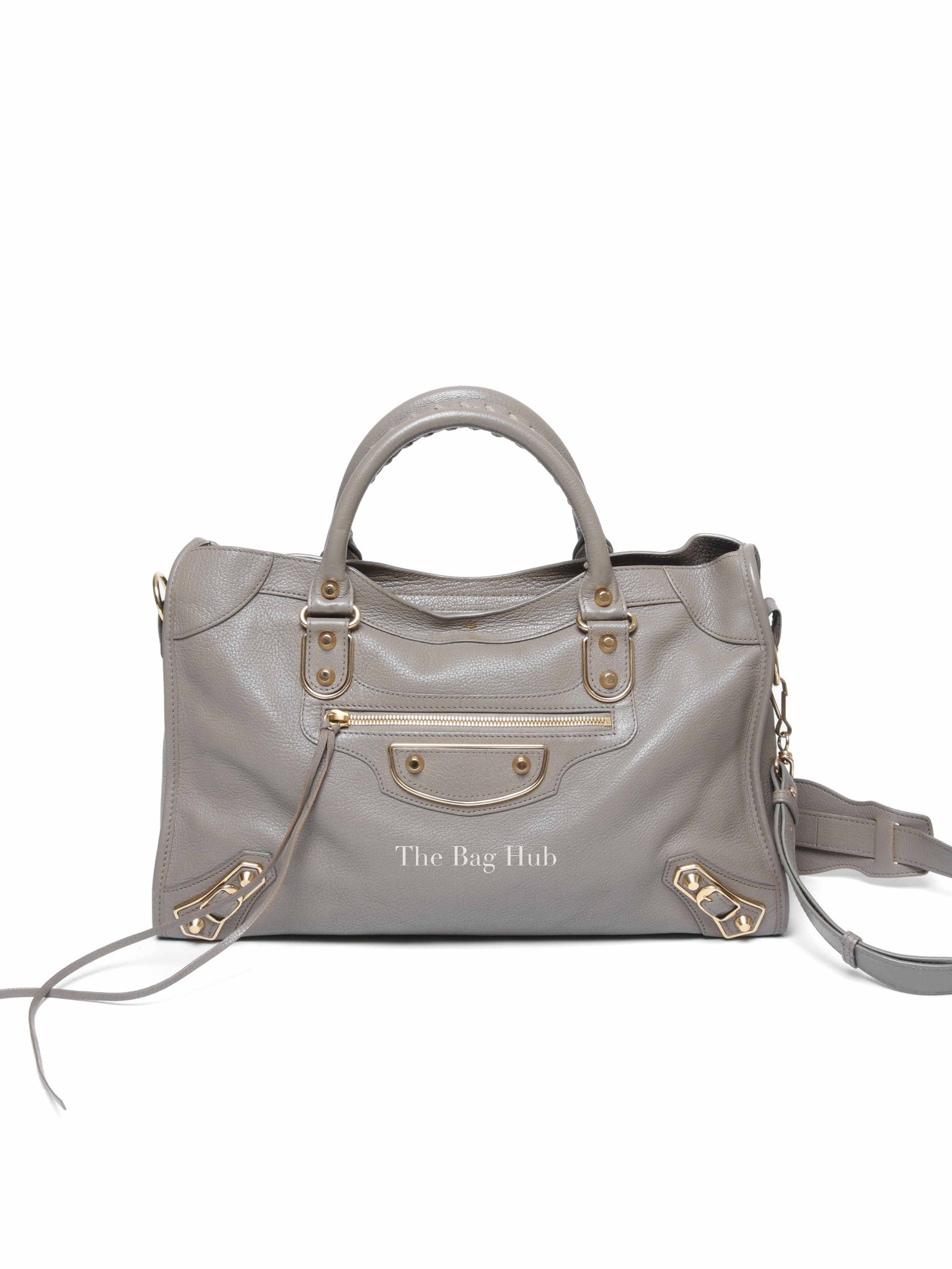 Balenciaga Gray Leather Metallic Edge City Bag GHW