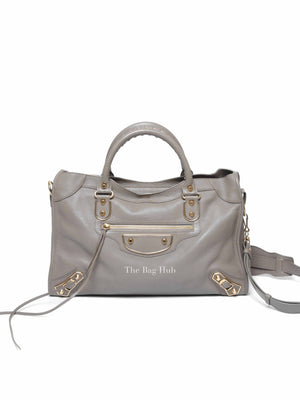 Balenciaga Gray Leather Metallic Edge City Bag GHW