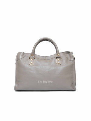 Balenciaga Gray Leather Metallic Edge City Bag GHW