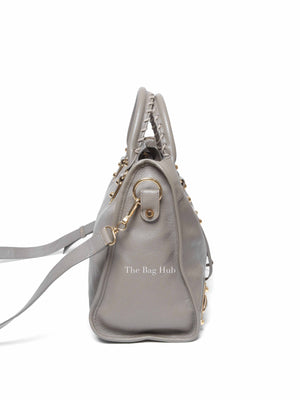 Balenciaga Gray Leather Metallic Edge City Bag GHW