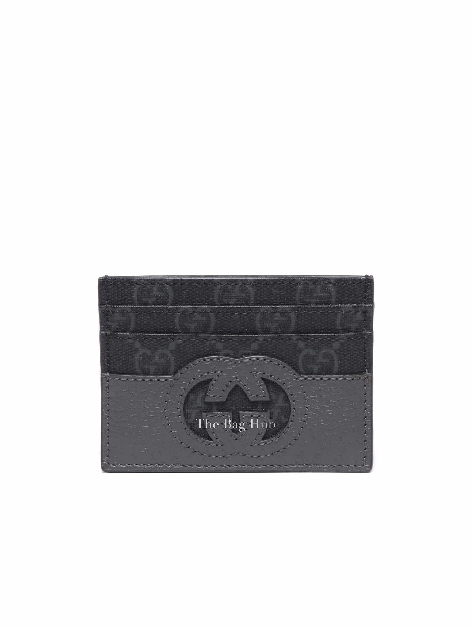 Gucci Black/Gray Cut-out Interlocking G Coin Wallet