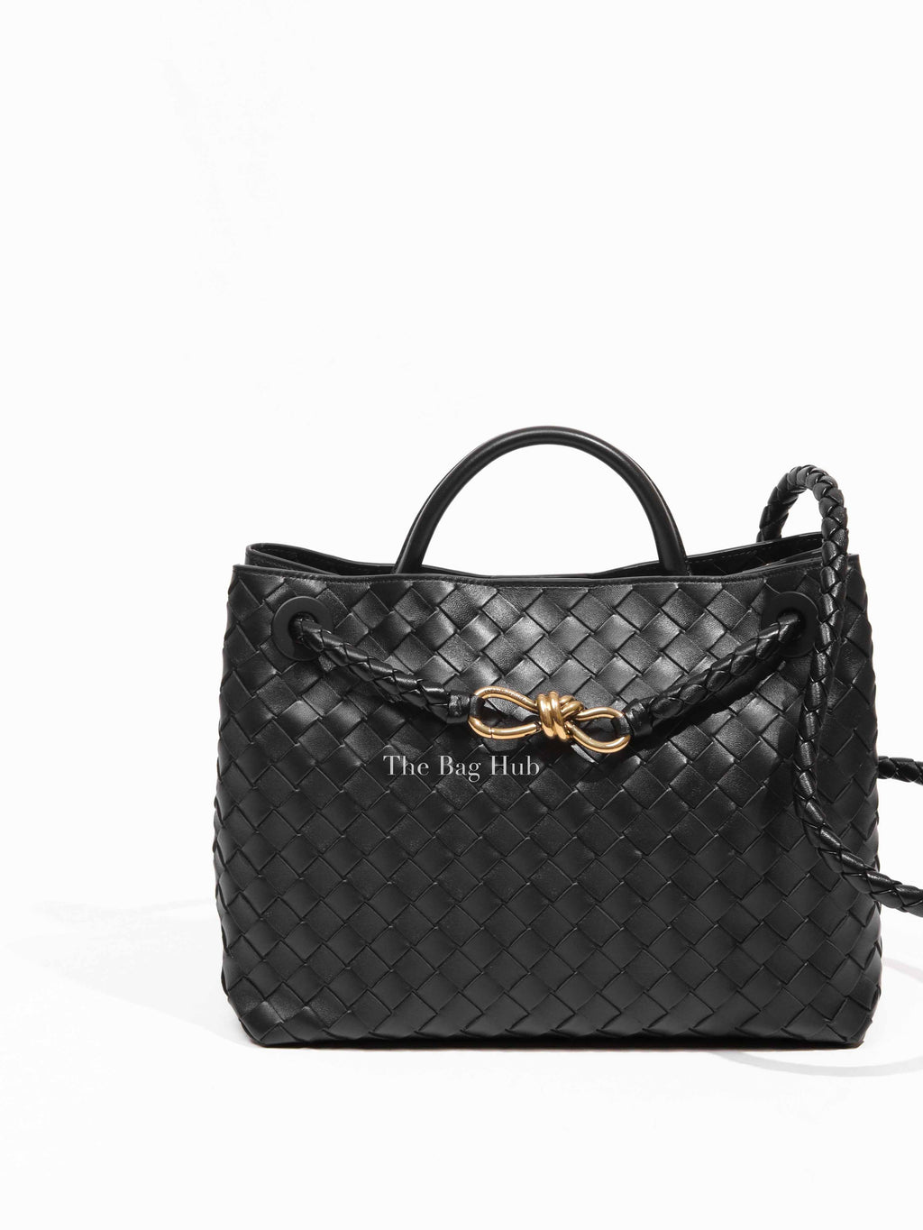 Bottega Veneta Black Leather Andiamo Medium Bag