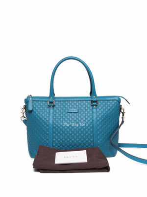 Gucci Blue Leather Micro Guccissima Convertible Satchel Small Handle Bag