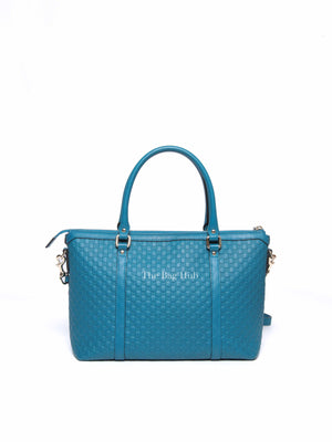 Gucci Blue Leather Micro Guccissima Convertible Satchel Small Handle Bag