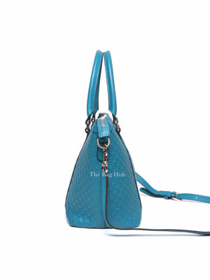 Gucci Blue Leather Micro Guccissima Convertible Satchel Small Handle Bag