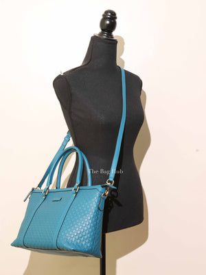 Gucci Blue Leather Micro Guccissima Convertible Satchel Small Handle Bag