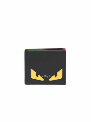 Fendi Black Vitello Century Leather Monster Eyes Bi-Fold Wallet