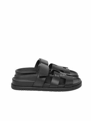 Hermes Black Chypre Sandals Size 36.5