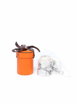 Hermes White/Gris Acier Silk Les Cles A Pois Twilly
