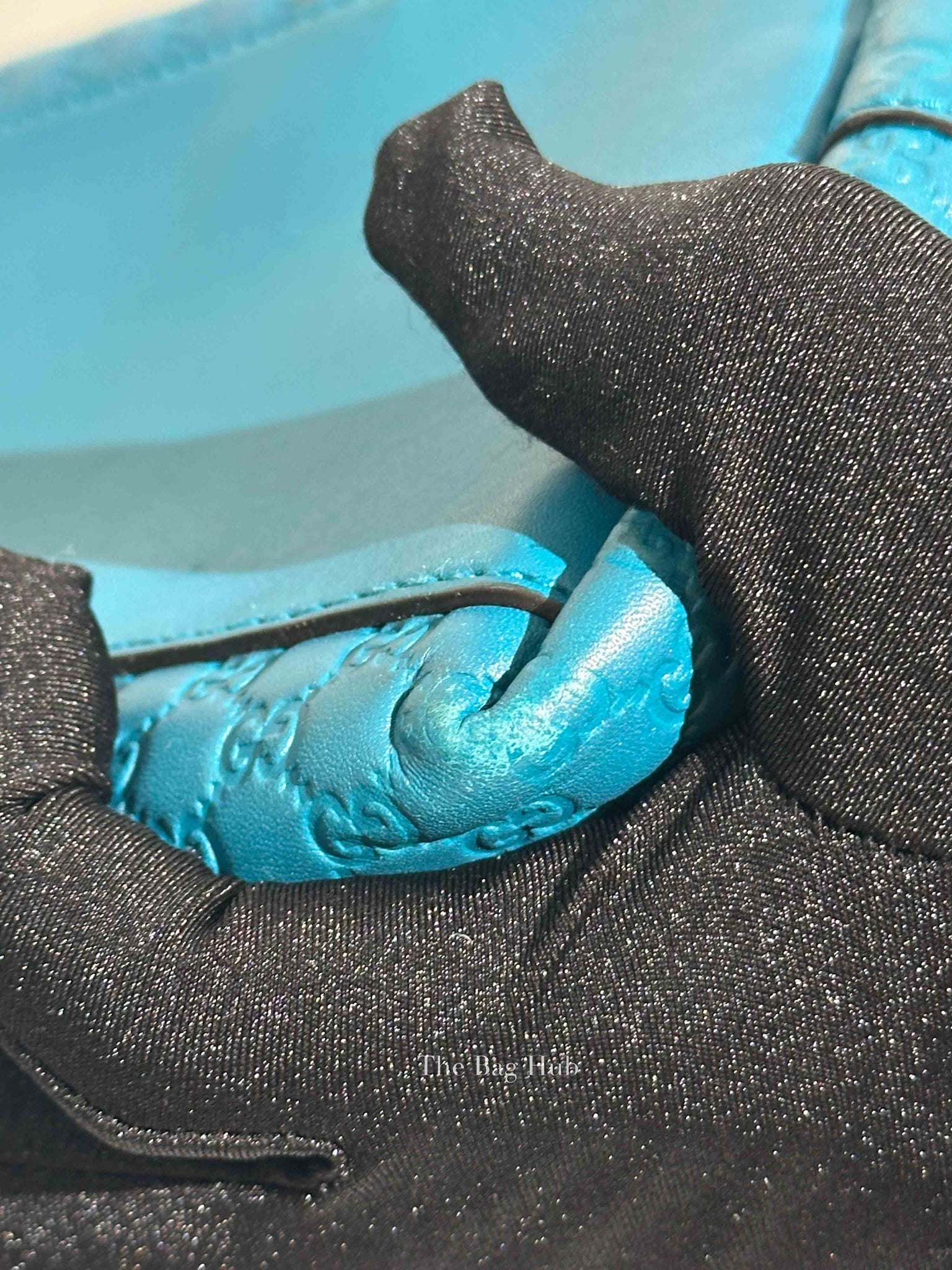 Gucci Blue Leather Micro Guccissima Convertible Satchel Small Handle Bag