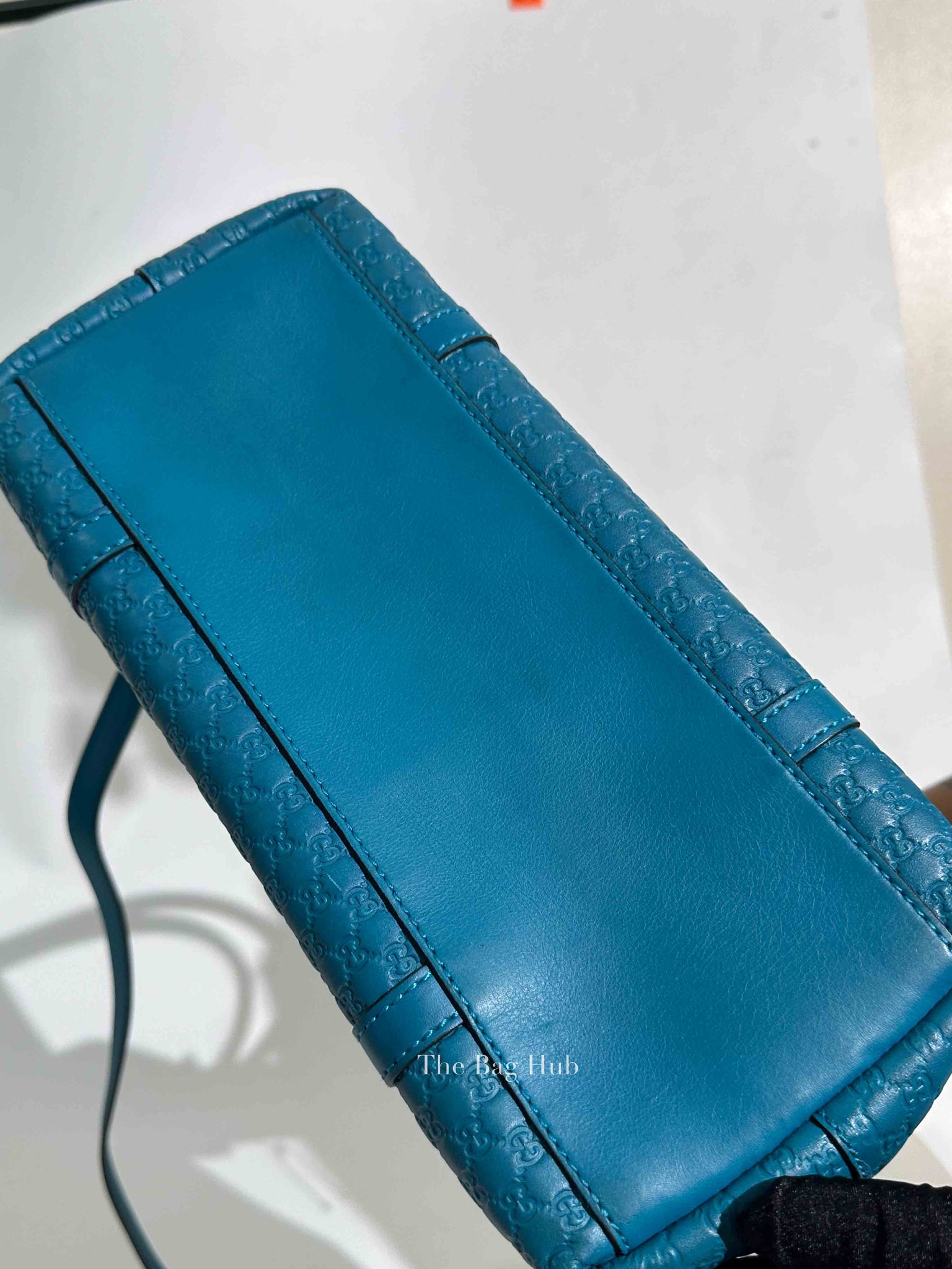 Gucci Blue Leather Micro Guccissima Convertible Satchel Small Handle Bag