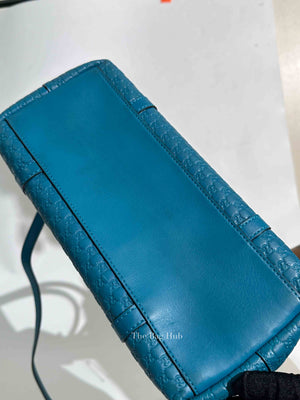 Gucci Blue Leather Micro Guccissima Convertible Satchel Small Handle Bag