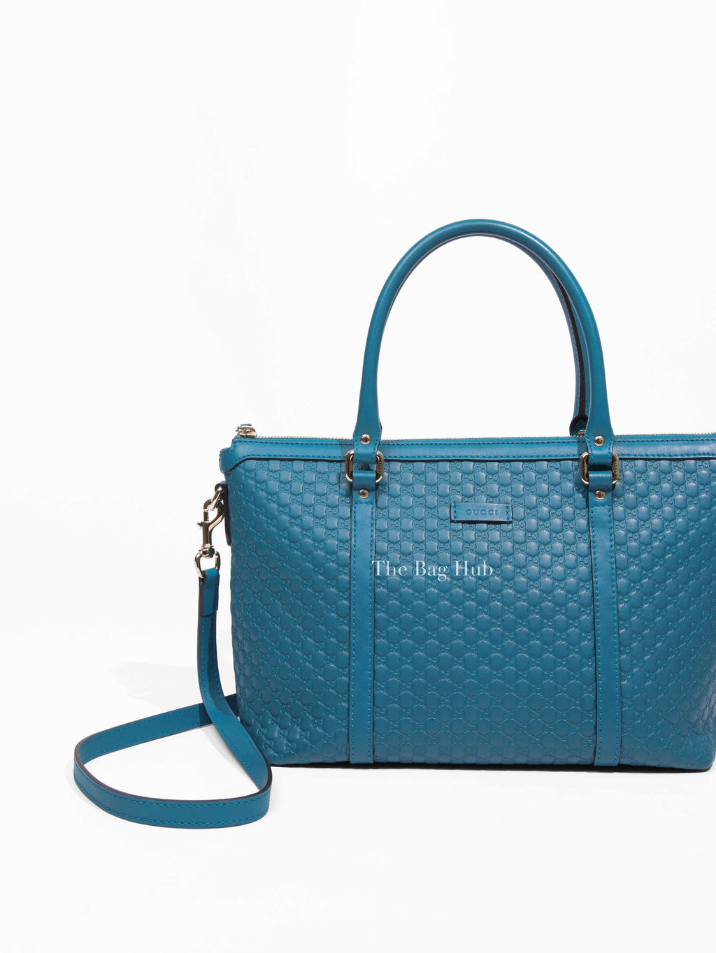 Gucci Blue Leather Micro Guccissima Convertible Satchel Small Handle Bag