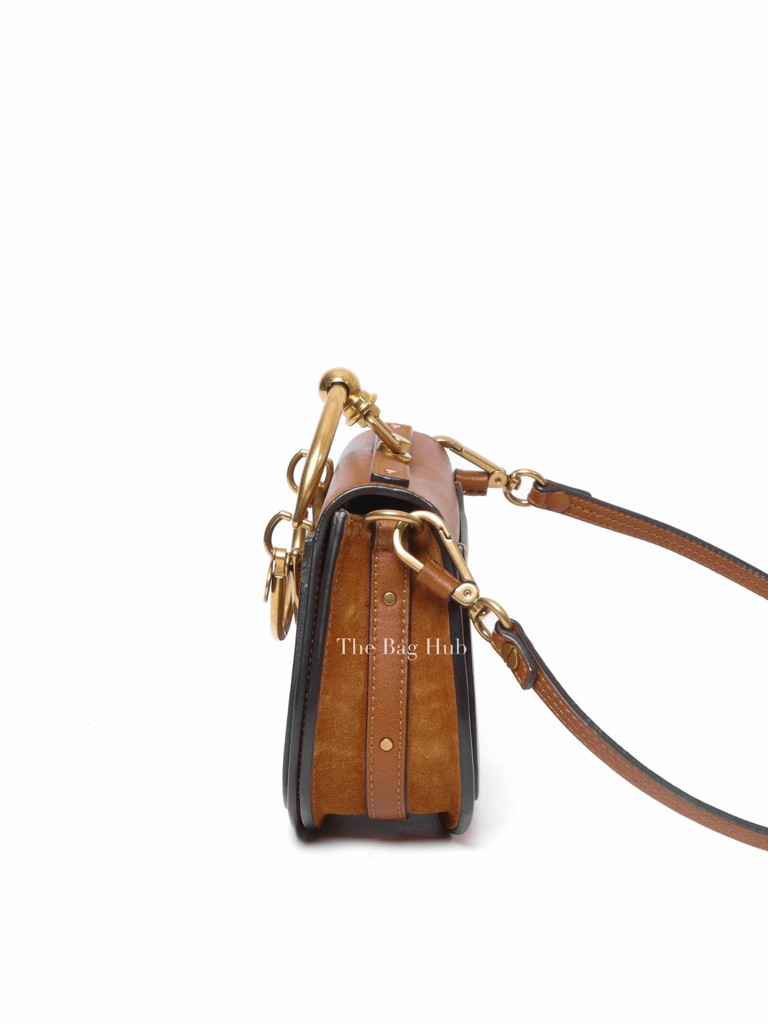 Chloe Brown Leather And Suede Small Nile Bracelet Bag
