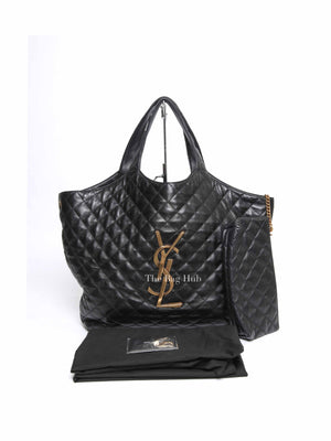 Saint Laurent Black Quilted Lambskin Icare Maxi Shopping Bag
