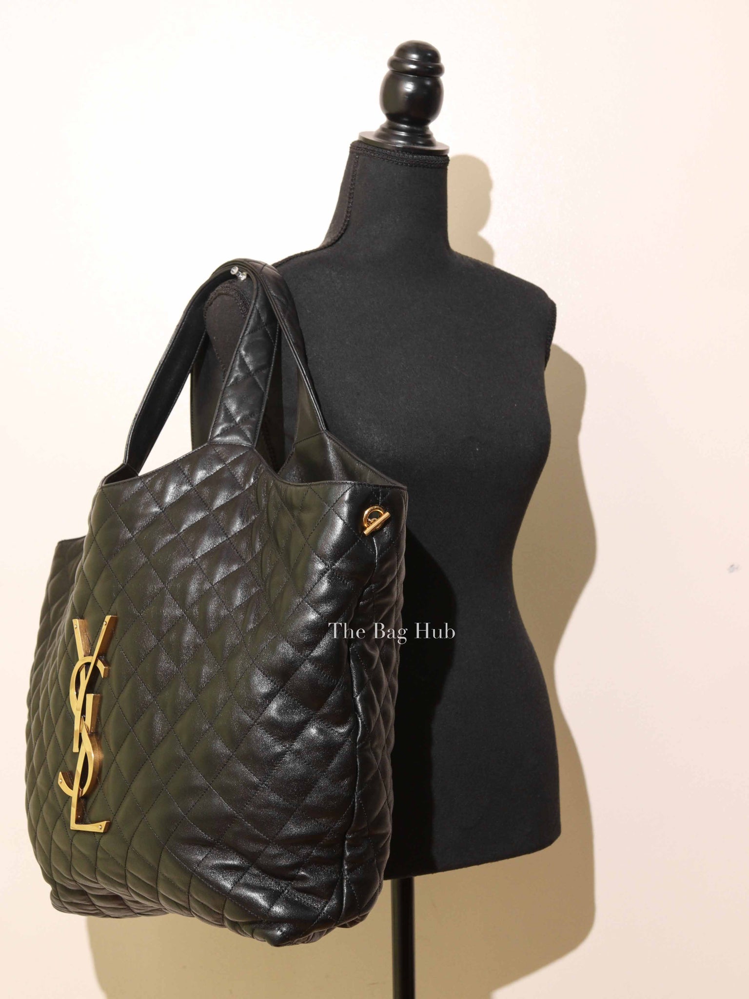 Saint Laurent Black Quilted Lambskin Icare Maxi Shopping Bag