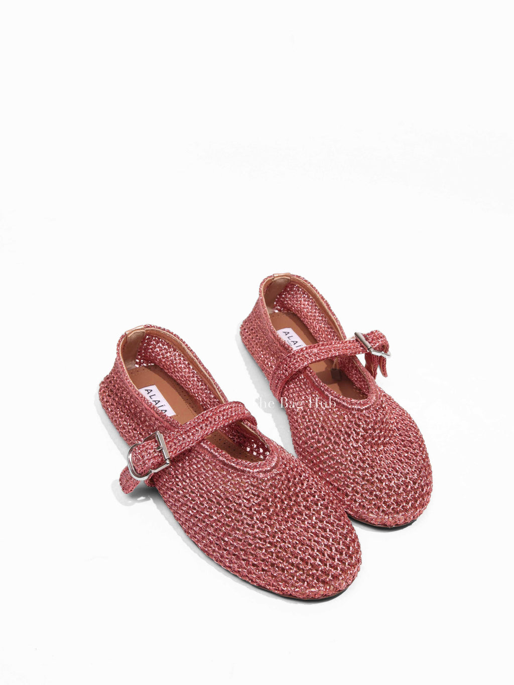 Alaia Corail Crocheted Lurex Laminated Lambskin Knitted Ballet Flats Size 38