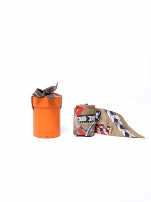 Hermes Beige Foncé/Roug/Anthracite Silk Harnais De Coeur Twilly