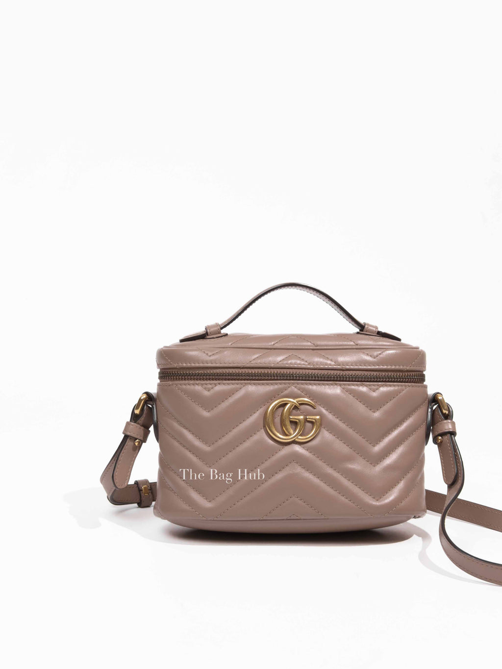 Gucci Dusty Pink Leather GG Marmont Vanity Bag