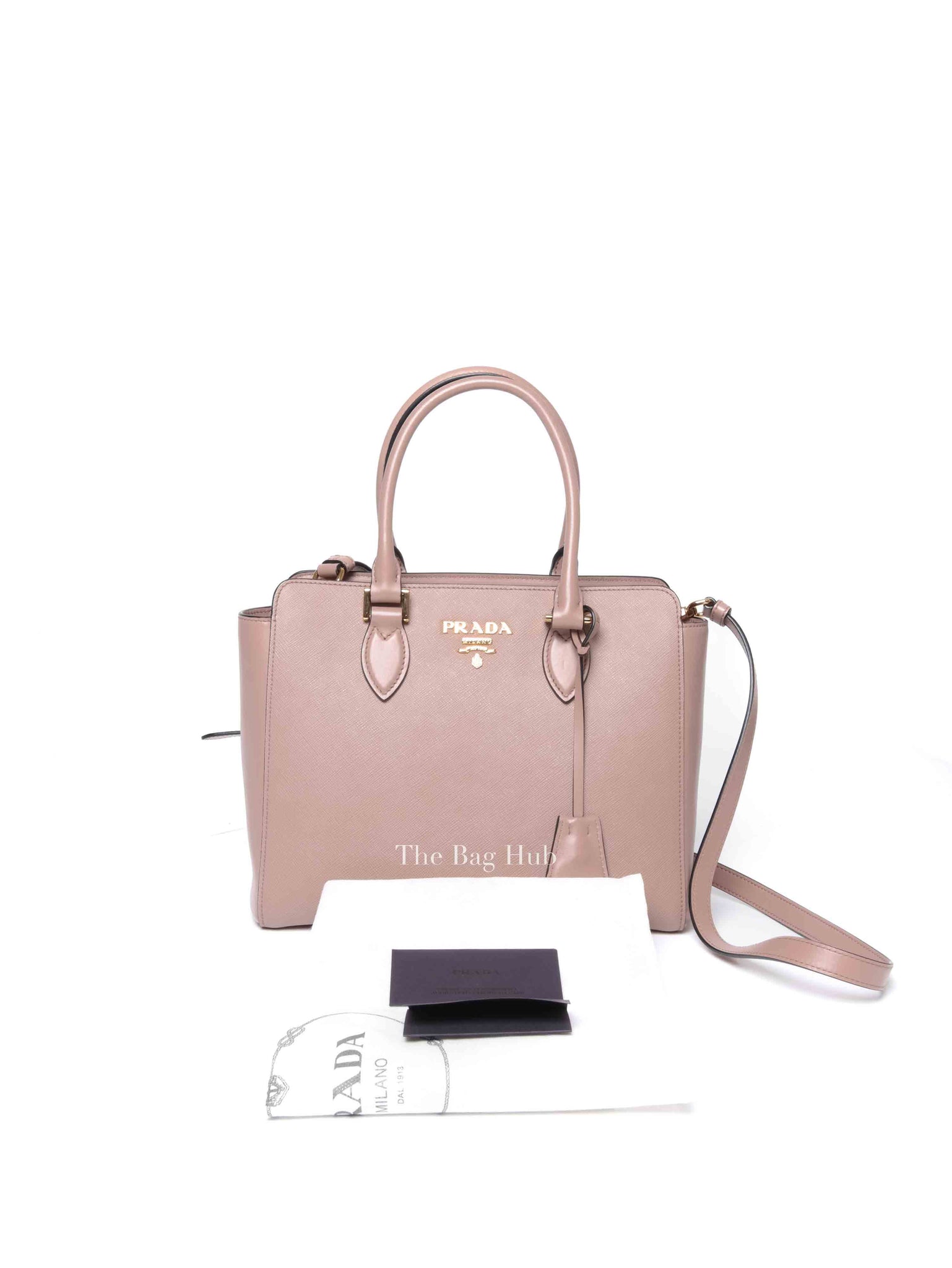 Prada Cipria Saffiano Soft Calfskin Zippered Tote Bag