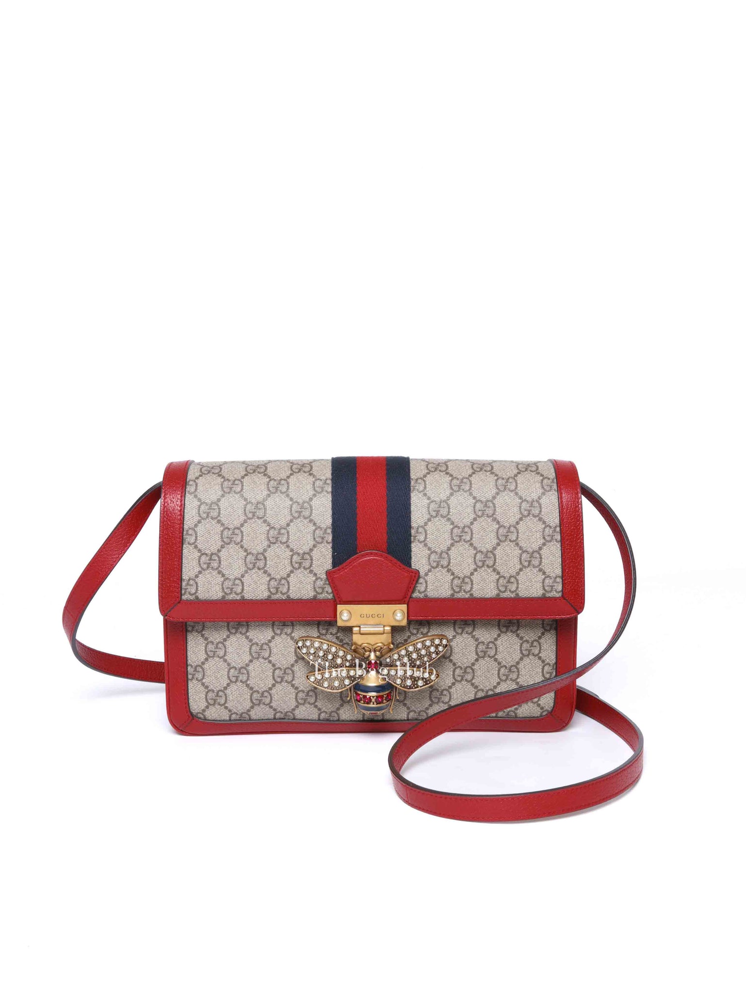 Gucci Red GG Supreme Monogram Medium Queen Margaret Shoulder Bag