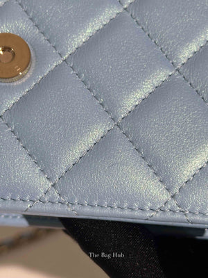 Chanel Light Blue Quilted Lambskin Leather Classic WOC GHW