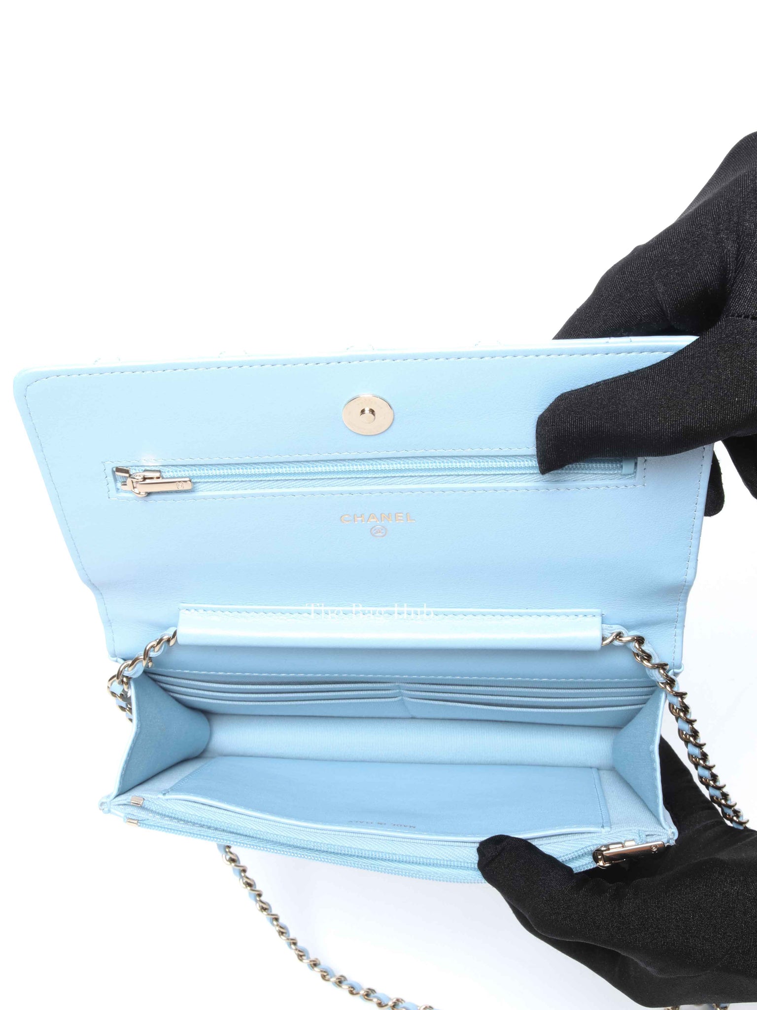 Chanel Light Blue Quilted Lambskin Leather Classic WOC GHW
