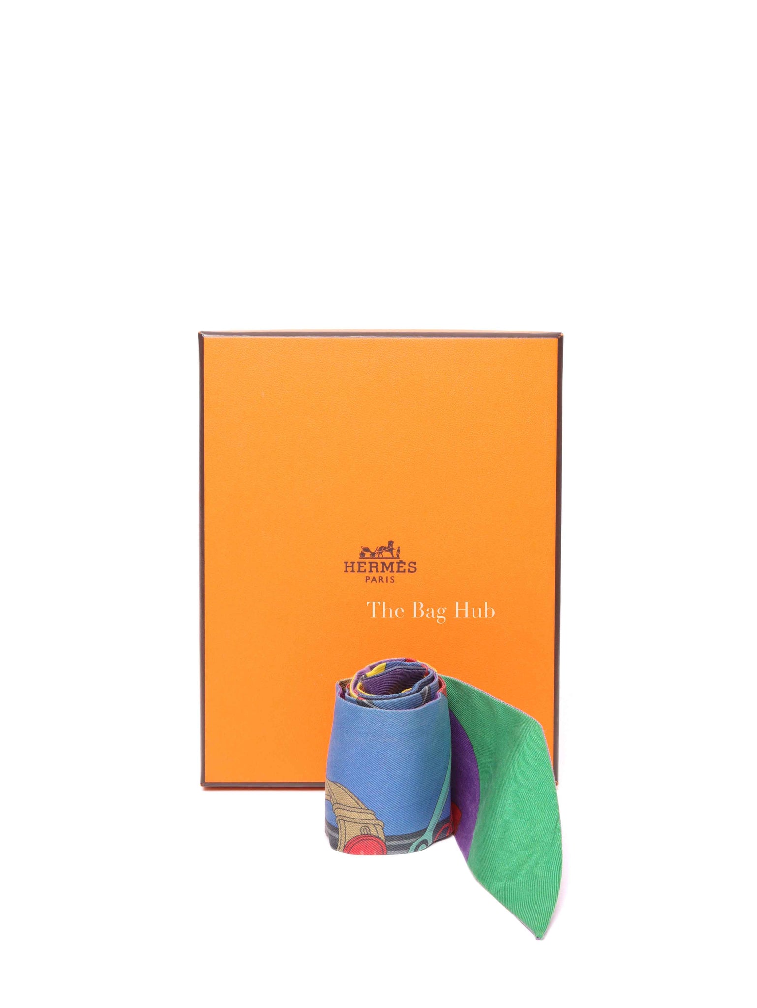 Hermes Violet Jaune Vert Silk Eperon D'or Silk Twilly