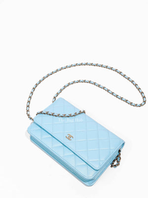 Chanel Light Blue Quilted Lambskin Leather Classic WOC GHW