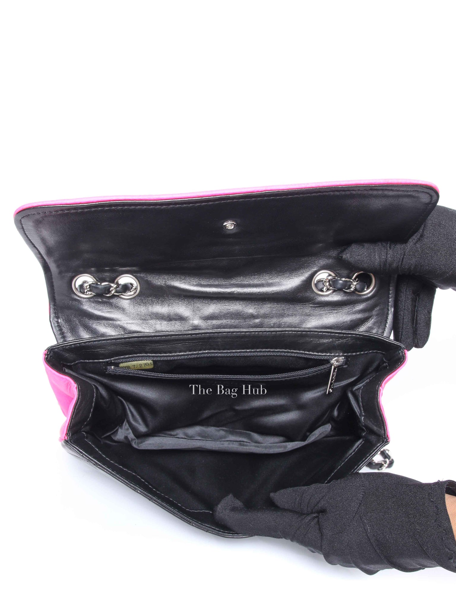 Chanel Black Pink Lambskin Enamel Divine Medium Flap Bag