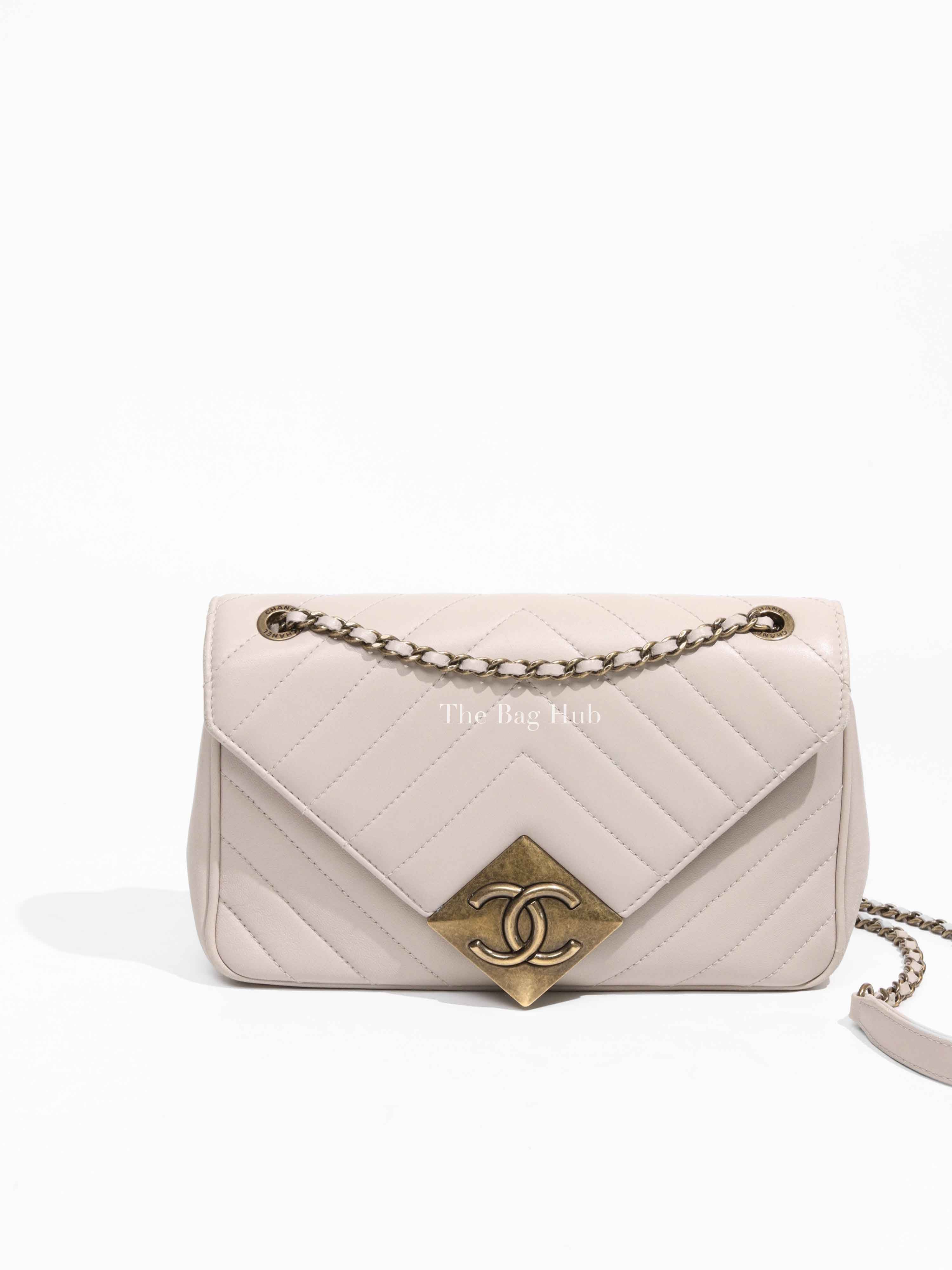 Chanel Neutral Chevron Lambskin Leather Small Pyramid CC Flap Bag