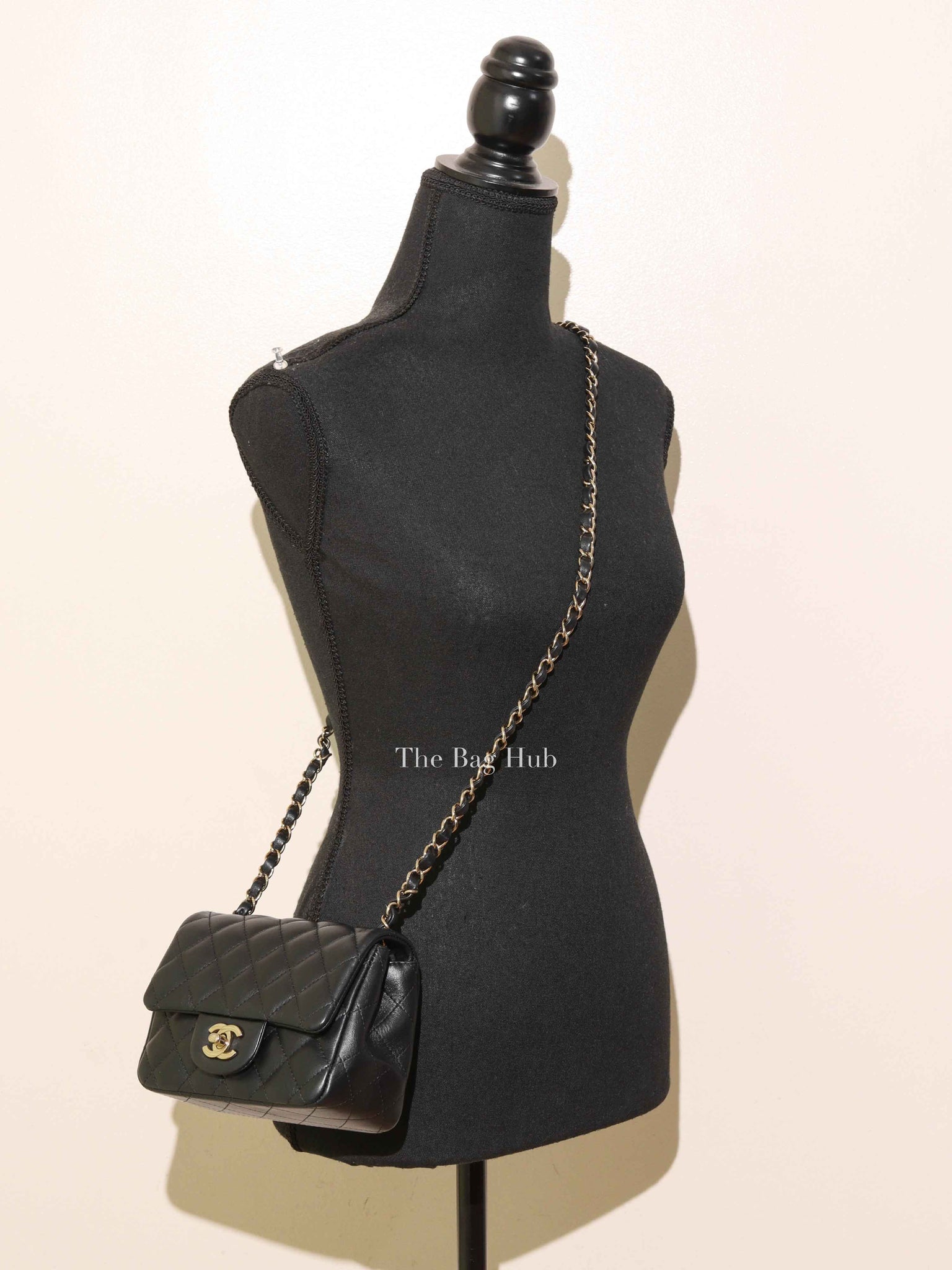 Chanel Black Lambskin Mini Classic Square Flap Bag