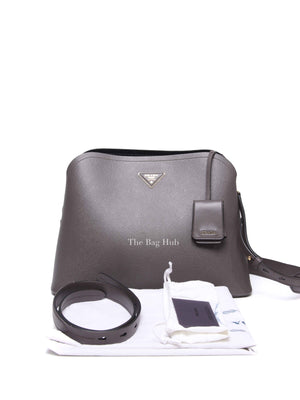 Prada Fumo/Nero Saffiano Matinee Shoulder Bag 1BA249
