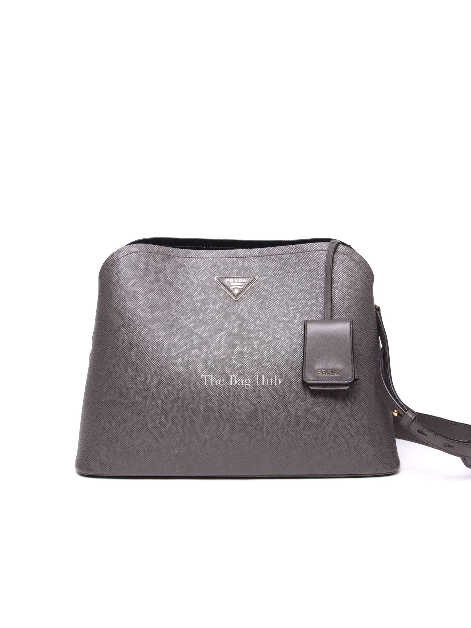 Prada Fumo/Nero Saffiano Matinee Shoulder Bag 1BA249