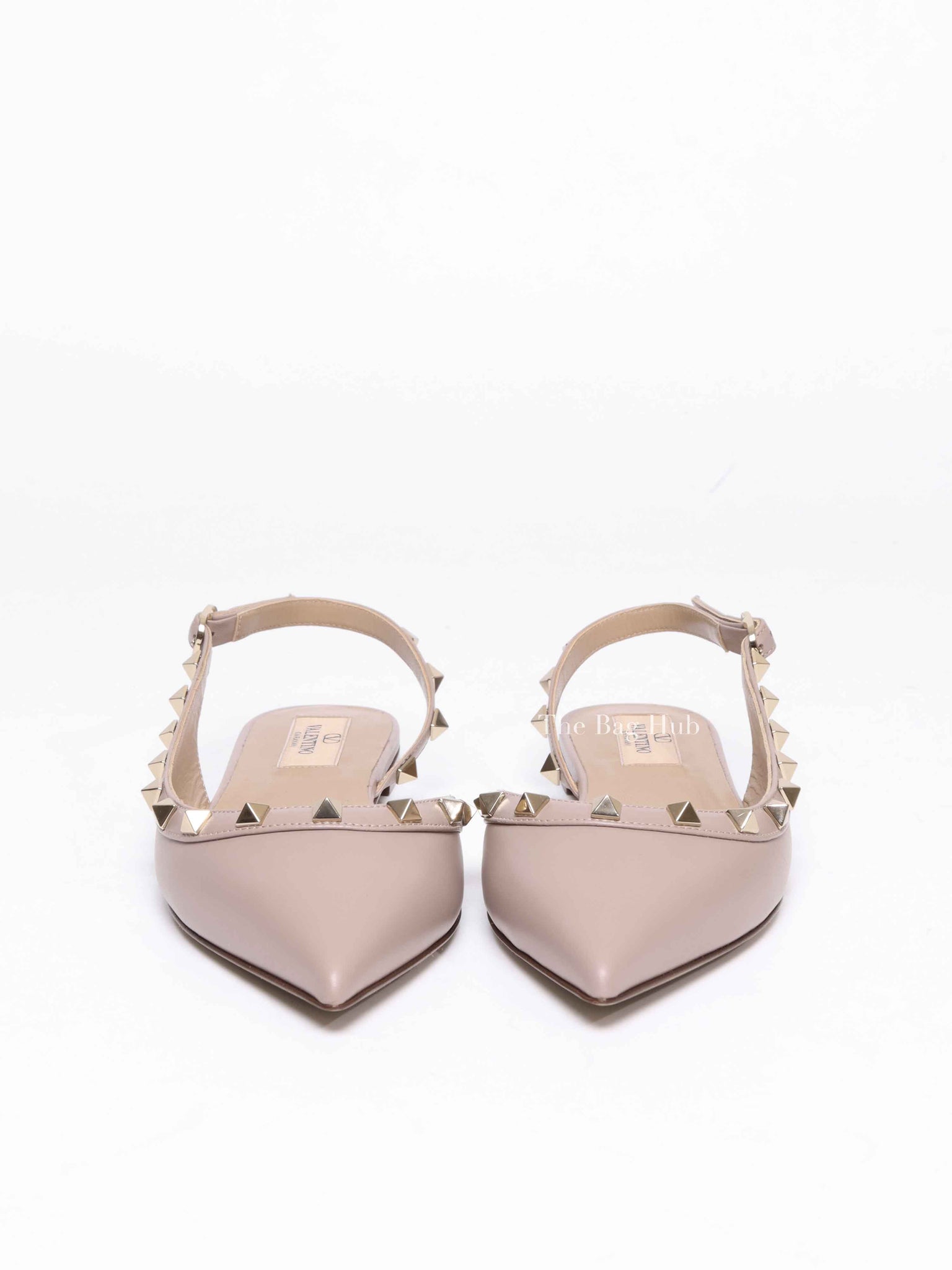 Valentino Garavani Poudre Leather Rockstud Slingback Flats Size 36