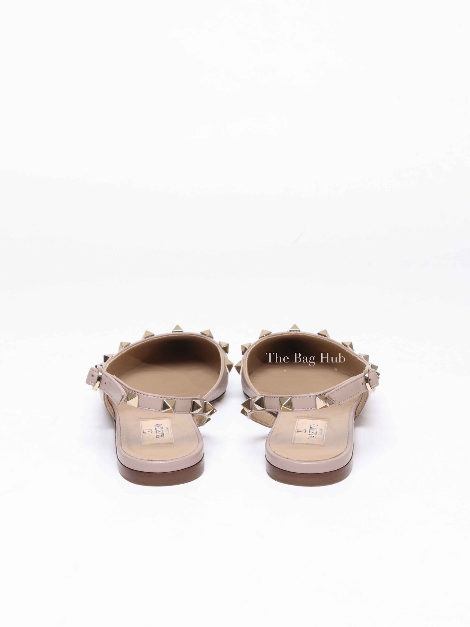Valentino Garavani Poudre Leather Rockstud Slingback Flats Size 36