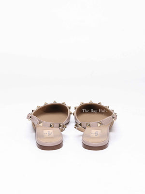 Valentino Garavani Poudre Leather Rockstud Slingback Flats Size 36
