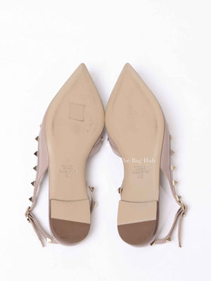 Valentino Garavani Poudre Leather Rockstud Slingback Flats Size 36