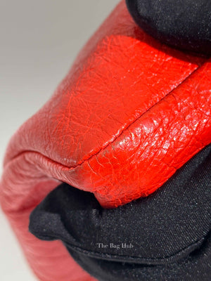 Balenciaga Red Orange Lambskin Leather Giant 12 Motorcycle Town Bag GHW