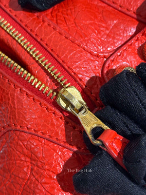Balenciaga Red Orange Lambskin Leather Giant 12 Motorcycle Town Bag GHW