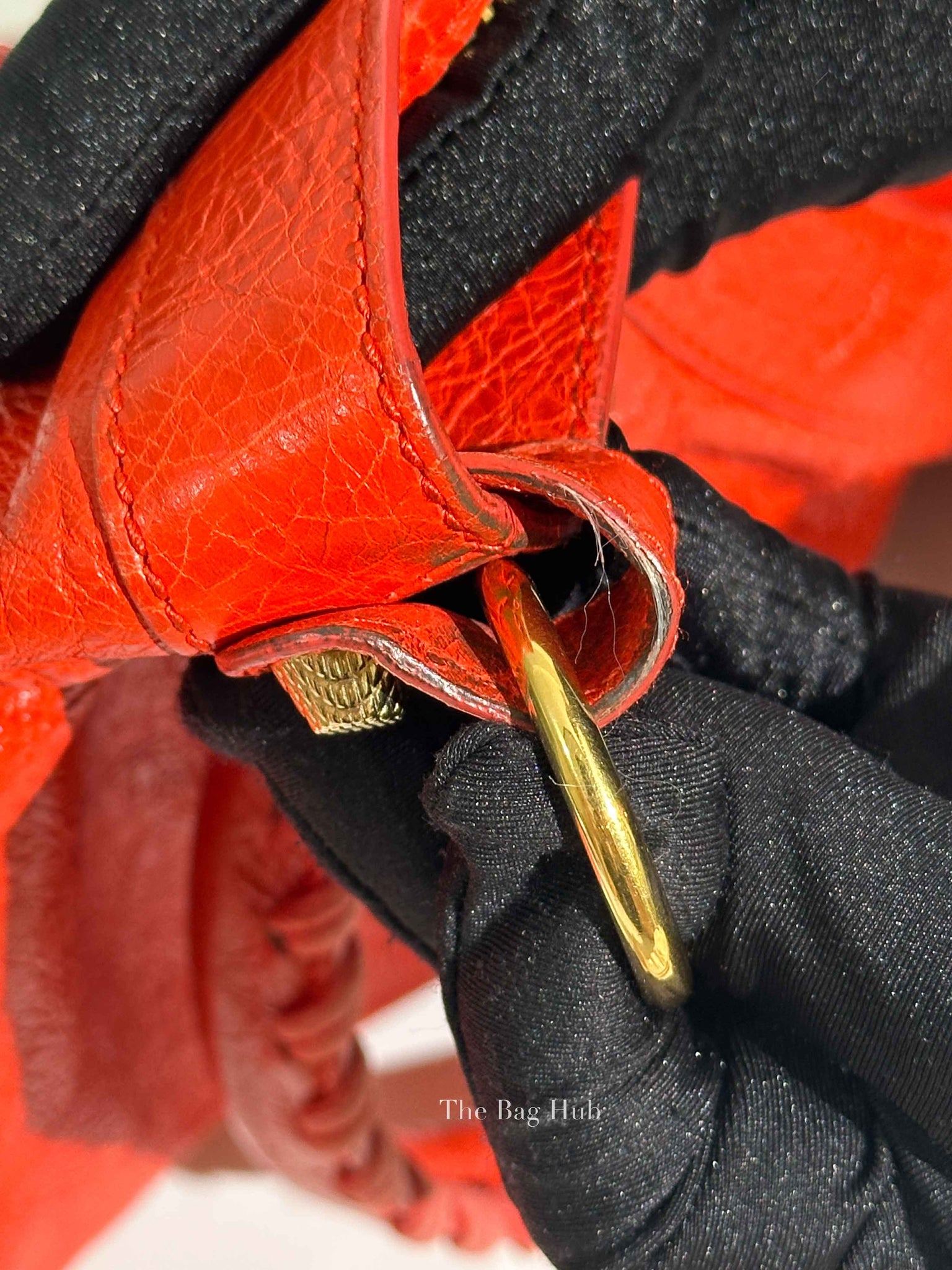 Balenciaga Red Orange Lambskin Leather Giant 12 Motorcycle Town Bag GHW