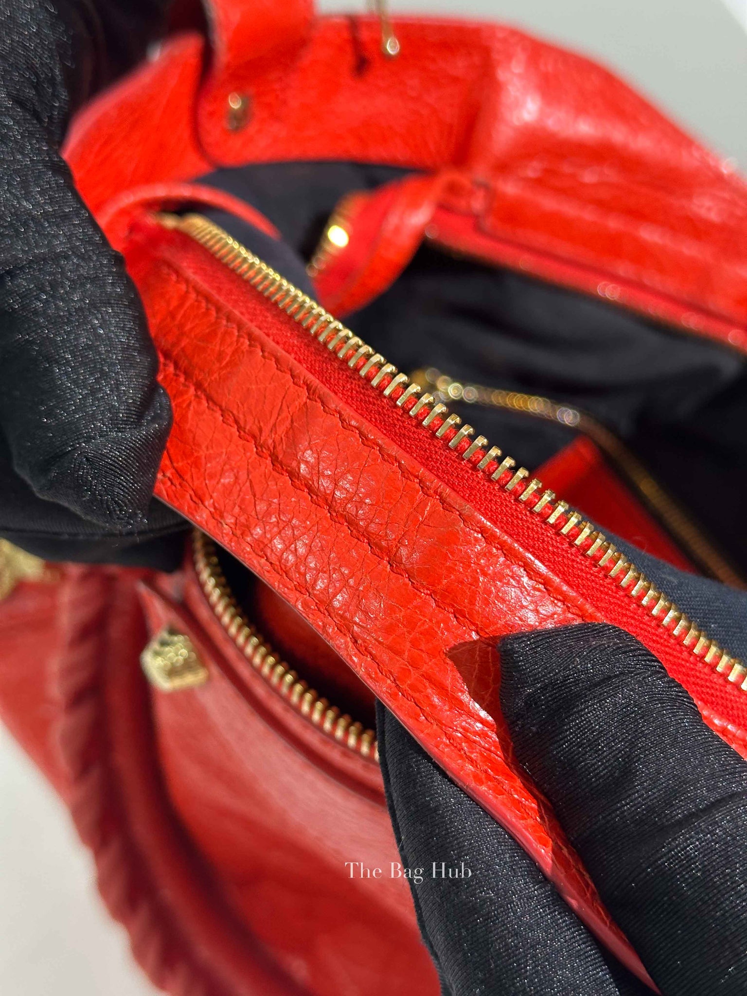Balenciaga Red Orange Lambskin Leather Giant 12 Motorcycle Town Bag GHW