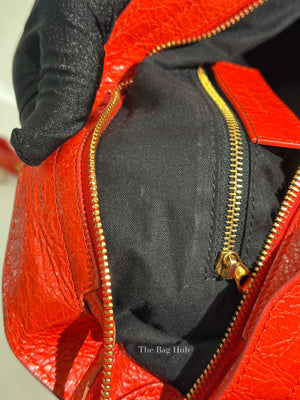 Balenciaga Red Orange Lambskin Leather Giant 12 Motorcycle Town Bag GHW