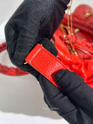 Balenciaga Red Orange Lambskin Leather Giant 12 Motorcycle Town Bag GHW