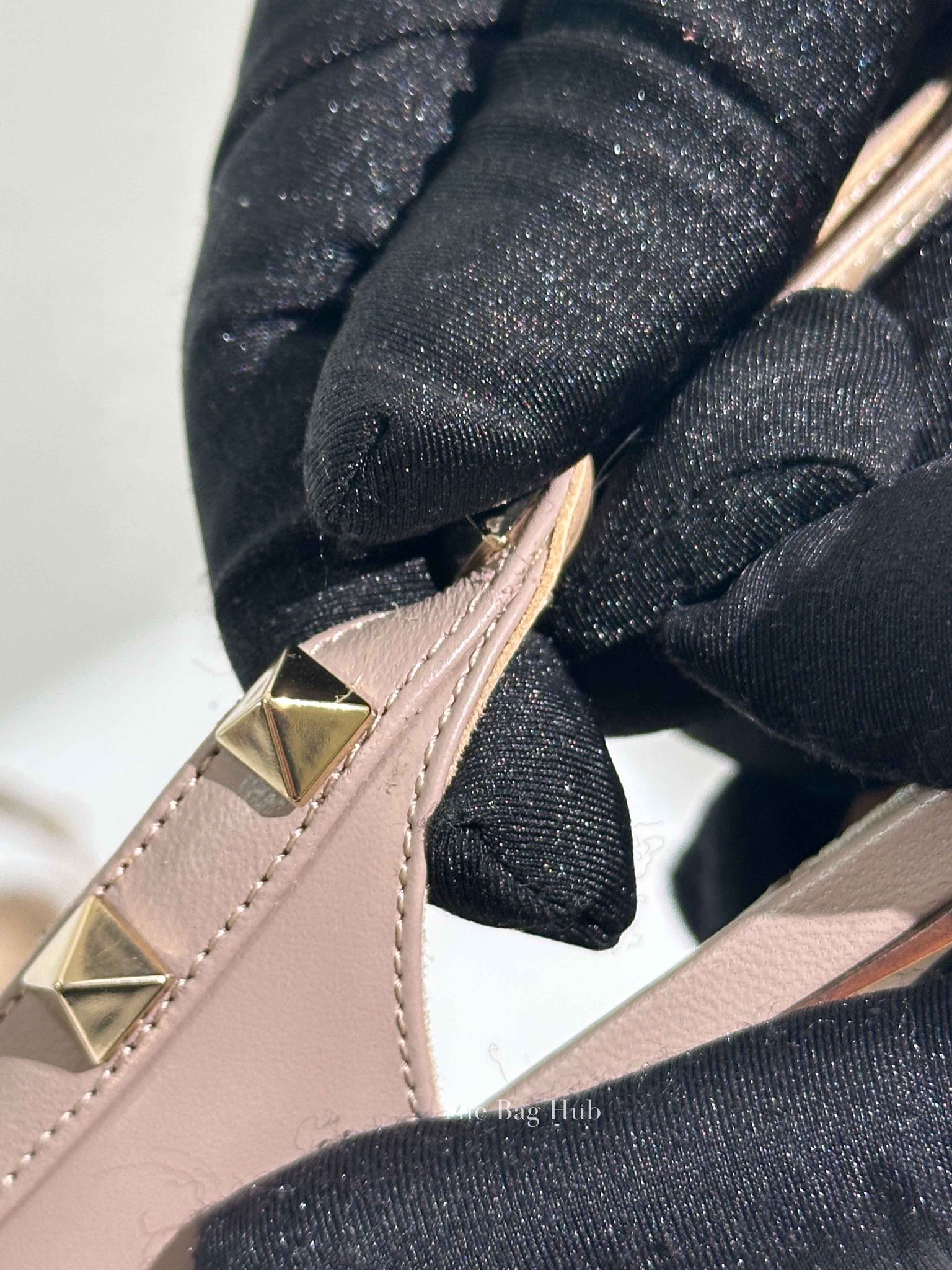 Valentino Garavani Poudre Leather Rockstud Slingback Flats Size 36