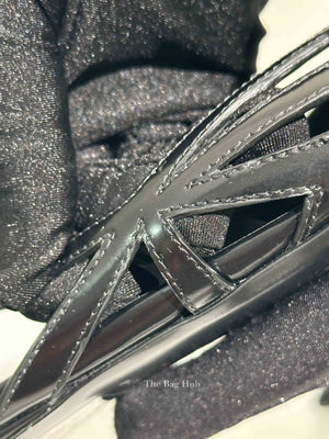 Prada Black Brushed Leather Cut-Out Ballerina Flats Size 36
