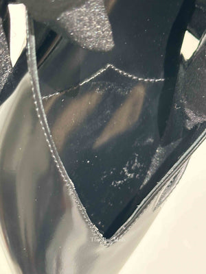Prada Black Brushed Leather Cut-Out Ballerina Flats Size 36