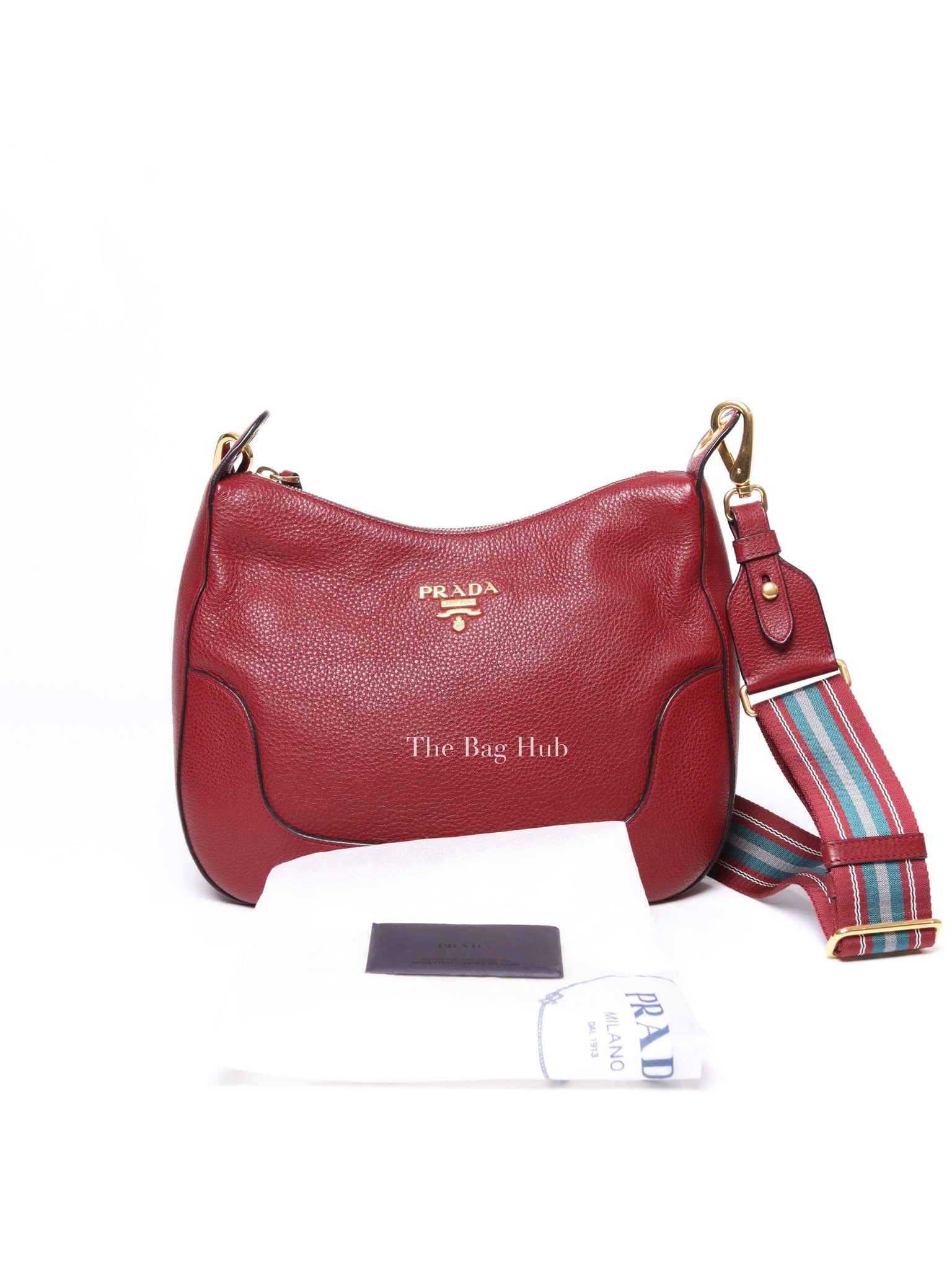 Prada Red Vitello Daino Leather Crossbody Bag