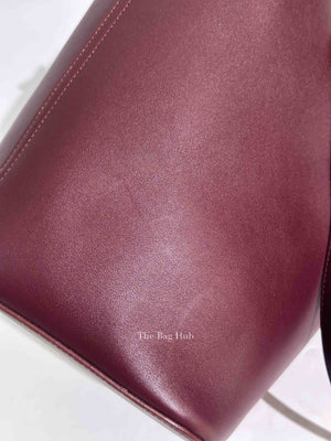 Loewe Burgundy Leather Pebble Bucket Medium Bag