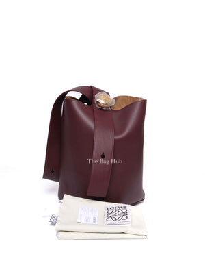 Loewe Burgundy Leather Pebble Bucket Medium Bag